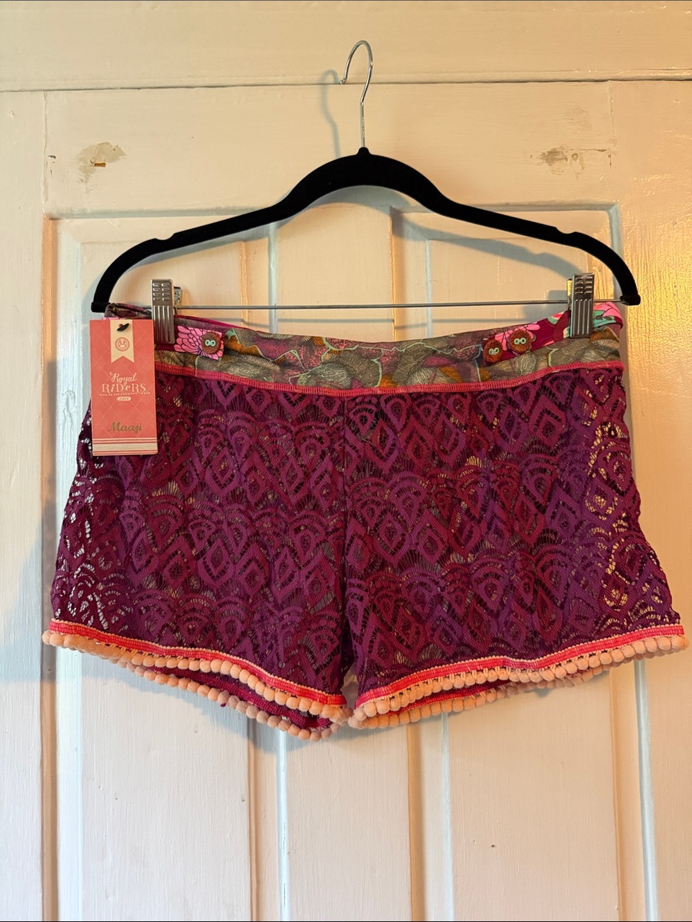 NWT Maaji Magenta Lace Swim Coverup Shorts